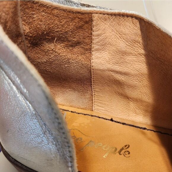 Free People "Mont Blanc" Silver Leather D'Orsay Flat Sandals Sz.7/EU 37 Ret $198 - Picture 4 of 9